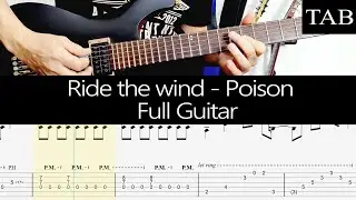RIDE THE WIND - Poison (C.C. DeVille): FULL guitar cover + TAB