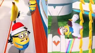 Minion Rush: Santa Jerry Minion Collects Bananas with Fluffy Unicorn at Vector's Fortress