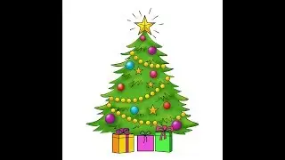 Christmas and New Year Christmas Tree/ Как рисовать Елку, Новый год.