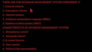 components and characteristics of database magement system
