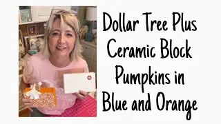 Adorable Dollar Tree Plus Ceramic Block Pumpkins in Blue and Orange