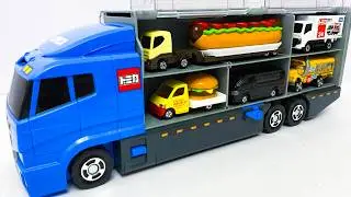 トミカ☆はたらくくるまのトミカのミニカーを開封してコンボイへ収納します☆Unboxing Tomica working car minicars in the convoy!