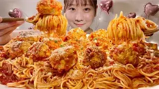 ASMR ミートボールスパゲッティ Spaghetti and Meatballs【咀嚼音/ Mukbang/ Eating Sounds】【日本語字幕】
