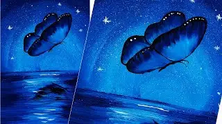 Как легко нарисовать бабочку. Как нарисовать пейзаж с детьми. Рисуем ночь гуашью. Рисуем бабочку.