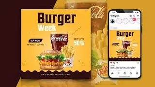 How To Design Burger Instagram Post in Adobe Photoshop