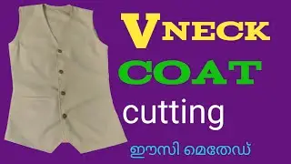 'V' neck uniform coat  cutting easy method in Malayalam/Cee Pee Creation