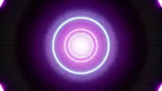 Glowing Neon Light Circles Tunnel 3D Motion graphic 1 Hour Loop Background 4K