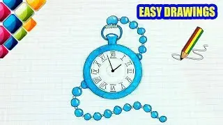 Easy drawings #303  How to draw  a BEAUTIFUL CLOCK