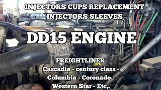 Freightliner Cascadia DD13 DD15 ENGINE injectors cups replacement fuel in coolant  coolant in fuel