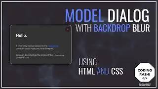 How To Create Modal Dialog with Backdrop Blur Using HTML and CSS.. (Beginners Tutorial)