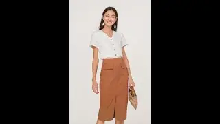 MOLDE GRÁTIS DE SAIA RETA COM FENDA E BOLSOS FRONTAIS.