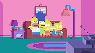 Couch gag Pixels  - Homer, Marge, Bart, Lisa