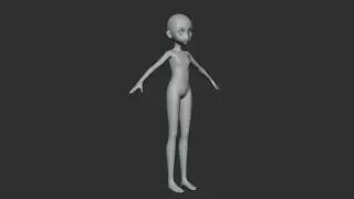 Stylized Anime Girl Character Base Mesh 3D Model [Turntable]