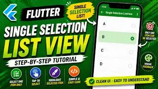 😱 FLUTTER ANDROID - 😱 LIST VIEW ~ SINGLE ITEM SELECTION 😱 TUTORIAL