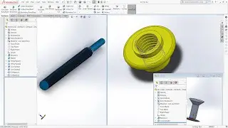How to model bush, set screw & tommy bar of screw-jack assembly? (Knurling|Square thread|Helix)