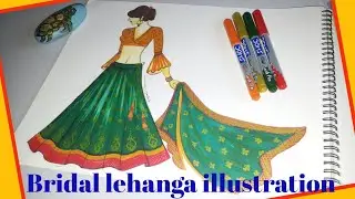 #bridallehangas #weddinglehenga #lehangaillustration