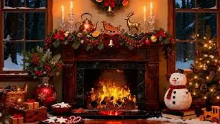 Christmas Jazz Piano & Fireplace Ambience 🎁 Soft Holiday Music for Calm, Comfort and Peace