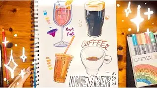 How to Color using Alcohol based Markers✨~ November Drinks Illustrated