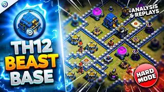 The ULTIMATE TH12 HARD MODE WAR BASE with LINK 2024 | Town Hall 12 War Base ANALYSIS + PROOF Replays