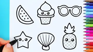 How to draw cute food | Drawing and coloring cute food