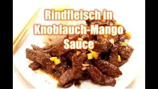 Rindfleisch Wok mit Knoblauch und Mango
