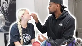 BOYFRIEND DOES GIRLFRIEND'S MAKEUP! ( PUBLIC REACTION )