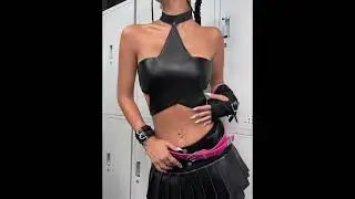 How To Style Leather Crop Top Outfit With Leather Bottom
