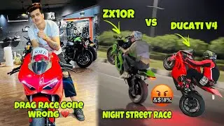 Zx10r Vs Ducati V4 🤬 Street Race 😈|| Unknown Rider wants to Race 😡