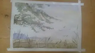 Легкий и быстрый пейзаж акварелью. Easy and fast watercolor landscape