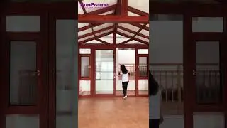Chinese style | Sunroom aluminum alloy wood grain glass sliding door#aluminium #doors #shortvideo