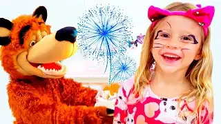 Nastya and Dad celebrate the cat's birthday - Best Compilation videos for kids