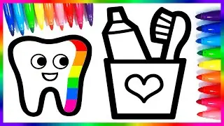 Cara Menggambar dan Mewarnai Teeth Glitter Rainbow Toothbrush coloring and drawing for Kids