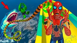 Spiderman in water slides/Epic Ragdoll Physics/ GTA 5 Ep.149 #waterslide #ragdoll #spiderman