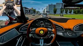 City Car Driving - 2023 Ferrari Purosangue [Steering Wheel Gameplay]