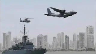 🇨🇴🇨🇴CN 235 ARC 803 patrullero marítimo en formación con el helicóptero AS365N3 Dauphin ARC 251