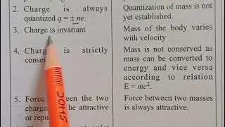 Comparison between charge and mass Class-12 Physics