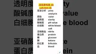 医疗保健术语 Healthcare Terms (10) 尿液分析 urine analysis