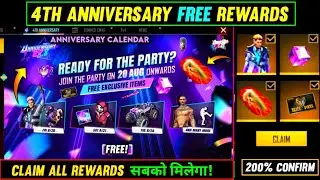 Free Fire 4th Anniversary Event | How To Claim 4th Anniversary Free Rewards | FF Anniversary 2021