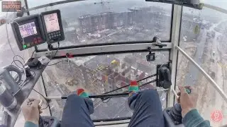 Работа на кране в ливень. Разбил новую камеру. Песня о кранах. Working on a crane in a heavy rain.