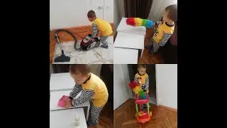 Yunus Emre temizlik yapıyor.