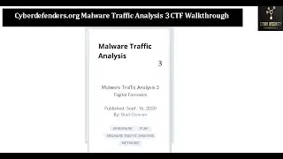 Cyberdefenders.org Malware Traffic Analysis Part 3 CTF Walkthrough