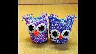 Сова лумигуруми из резинок на крючке Rainbow Loom