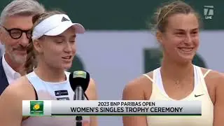 Hilarious moment between Elena Rybakina & Aryna Sabalenka during the trophy ceremony