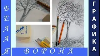 Как нарисовать ДЕРЕВО и ВЕТЕР карандашом поэтапно. Графика. Простой карандаш.