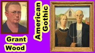 American Gothic , Grant Wood ,paint,art