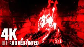 CALM FIREPLACE SOUNDS | 3 Hours 4K Red Tinted Relaxing Video for Better and Healthier Sleep