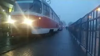 Tatra T3SU №4770 (Технический) следует с неисправным вагоном Tatra T3SU №4172 в депо.