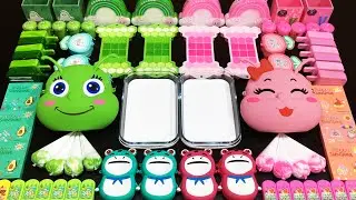 GREEN vs PINK Slime ! Mixing random into CLAY Slime I Relaxing slime video