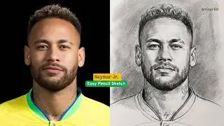 Neymar Jr Realistic Pencil Drawing ⚽🔥 | Step-by-Step Art Tutorial