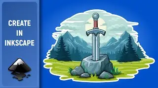 Excalibur sword in stone. Made in Inkscape (Speed Art)